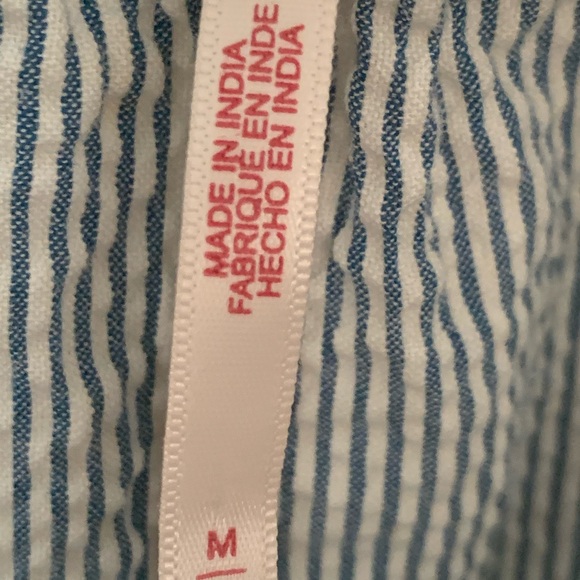 We The Free' Free People Cotton Seersucker White & blue striped Pull on Pants M - Picture 7 of 9